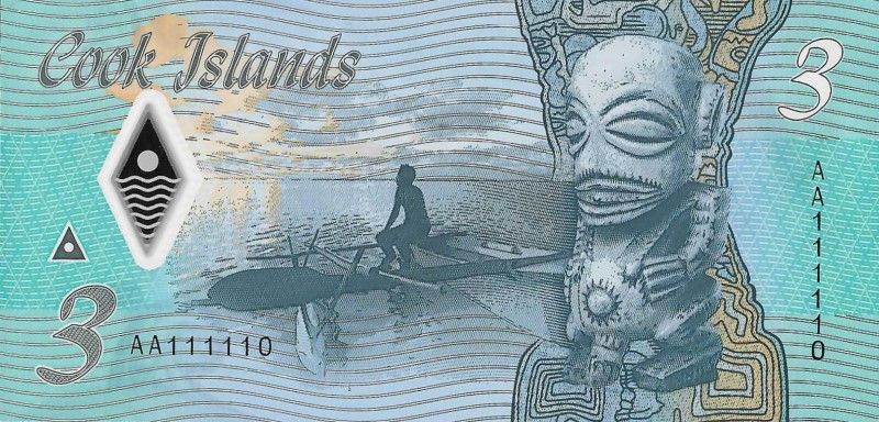 Cook Islands $3 near-solid s/n