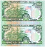 Samoa uncut block of 2 notes