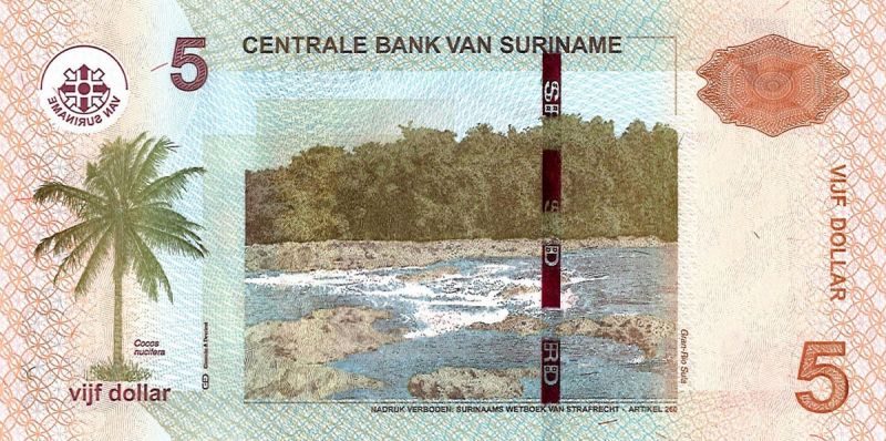 Suriname 5 dollars P162
